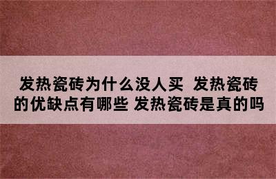 发热瓷砖为什么没人买  发热瓷砖的优缺点有哪些 发热瓷砖是真的吗